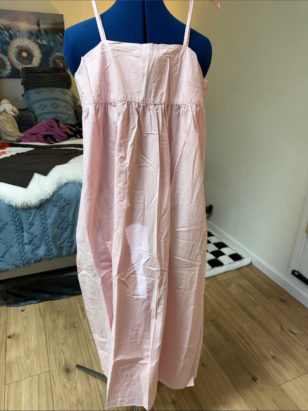 Ebossy Light Pink Sleeveless Dress with Tie Detail